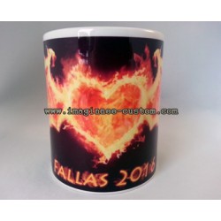 Taza "fallas 2016 - tinc el cor en flames"